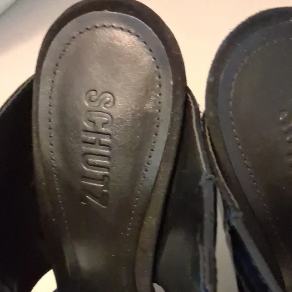 SCHUTZ Black Heels with Gold Accent - Picture 4 of 7